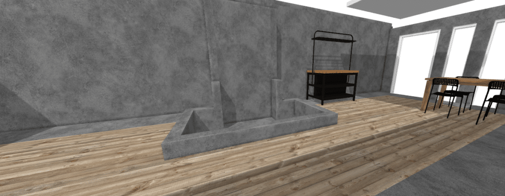 Back yard looking towards the plunge pool outdoor kitchen and dining area 2